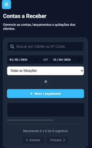 Contas a receber do NX Automação